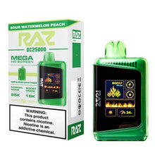 Sour Watermelon Peach Flavored RAZ DC25000 Disposable Vape Device - 25K Puffs - 6PK | Everything Vapes