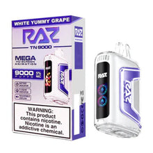White Yummy Grape Flavored Raz TN9000 Disposable Vape Device - 9000K Puffs - 6PK | everythingvapes.com