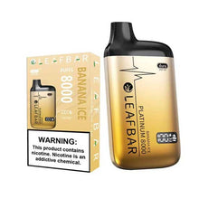 Banana Ice Flavored Leaf Bar Platinum Disposable Vape Device 8000 Puffs 6PK | everythingvapes.com