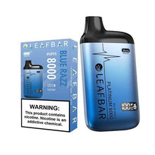 Blue Razz Flavored Leaf Bar Platinum Disposable Vape Device 8000 Puffs 6PK | everythingvapes.com