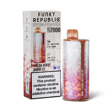 Melon Berry Bomb Ice Flavored Funky Republic Ti7000 Frozen Edition Disposable Vape Device - 7000 Puffs | everythingvapes.com - 3PK