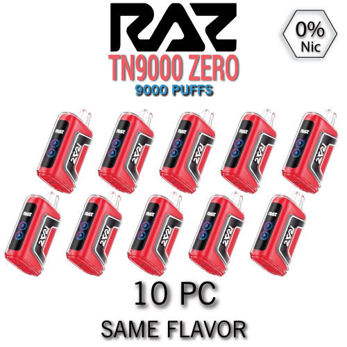 Raz TN9000 ZERO 0% Disposable Vape Device | 9000 Puffs - 10PC EveryThing Vapes Raz TN9000 ZERO 0% Disposable Vape Device | 9000 Puffs - 10PC EveryThing Vapes