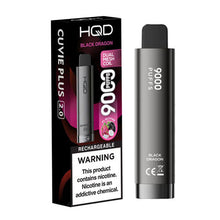 Black Dragon Flavored HQD Cuvie Plus 2.0 Disposable Vape Device - 9000 Puffs | everythingvapes.com - 6PK