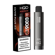 Black Winter Flavored HQD Cuvie Plus 2.0 Disposable Vape Device - 9000 Puffs | everythingvapes.com - 10PK