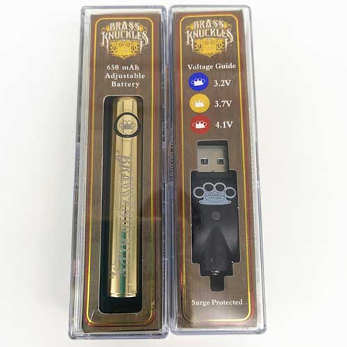 Brass Knuckles Adjustable Vape Pen Battery 900mAh Gold Wooden