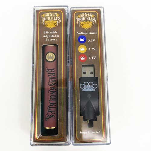 Brass Knuckles Battery 650mah - 900mah [Gold Wooden Stainless] - Variable  Voltage– EveryThing Vapes