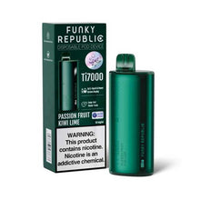 Passion Fruit Kiwi Lime Flavored Funky Republic Ti7000 by EB Create Disposable Vape Device 7000 puffs