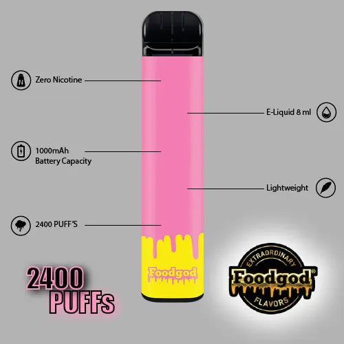 Foodgod ZERO 0% Disposable Vape Details.